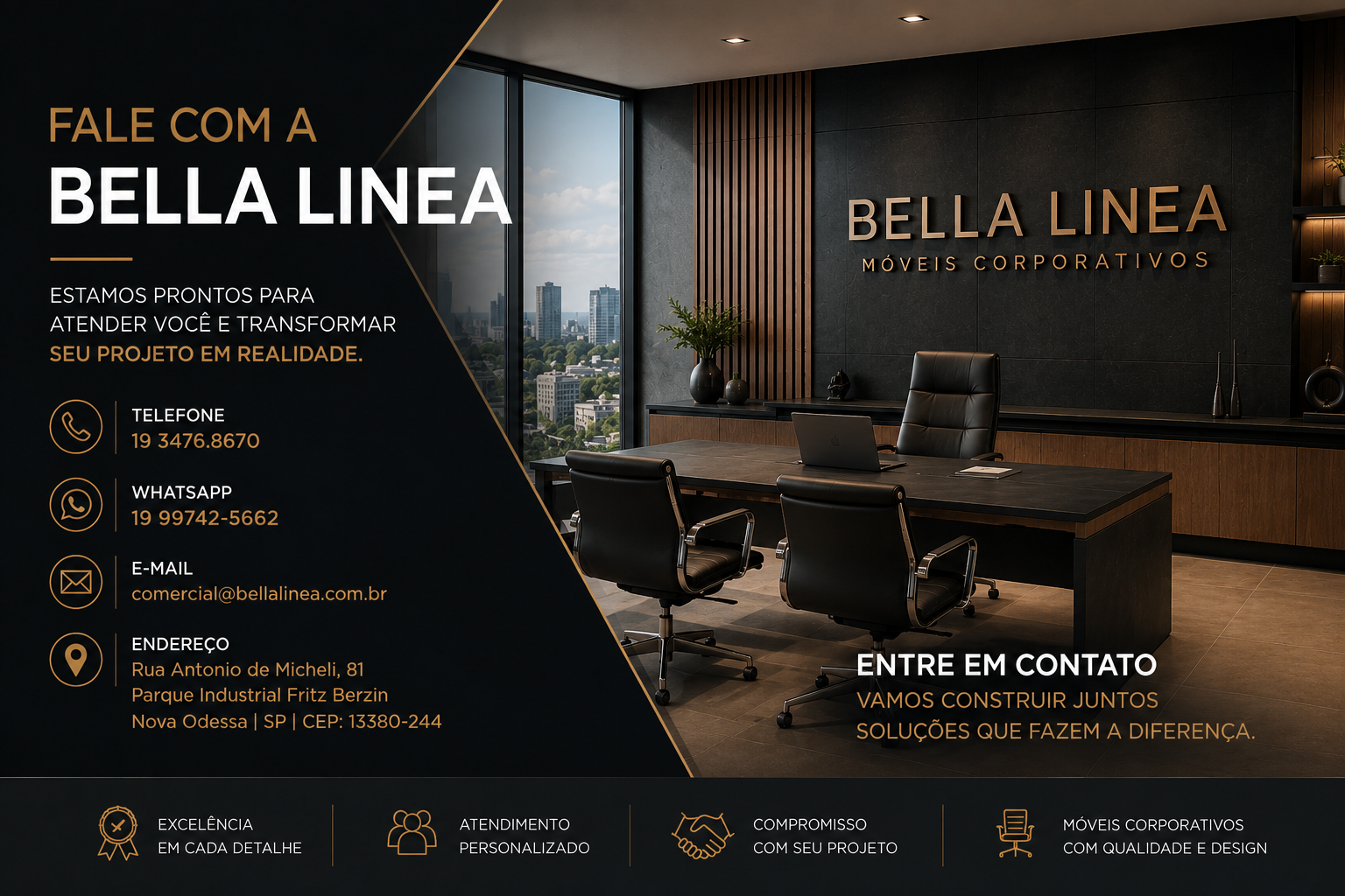 Bella Linea — móveis corporativos e contato